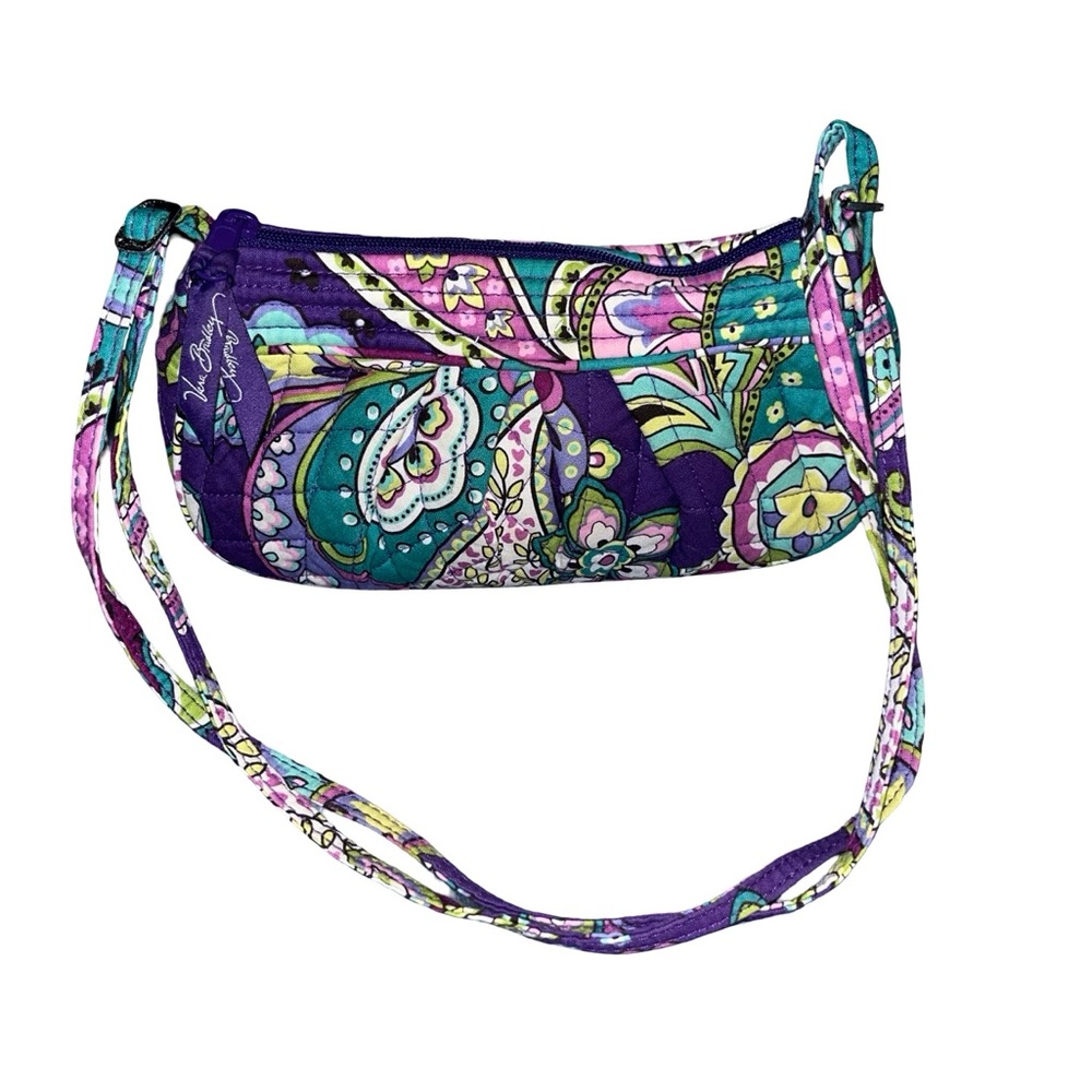 Vera Bradley Purple and Green Shoulder Bag with Paisley Design